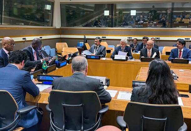RECORD DATE NOT STATED EAM S. Jaishankar participates in the IBSA Foreign Ministers™ Meeting with South African FM Ronald Lamola and Brazil s FM Mauro Vieira New York U.S. , Sep 25 (ANI): External Affairs Minister S. Jaishankar participates in the IBSA Foreign Ministers™ Meeting with the South African Foreign Minister Ronald Lamola and Brazil Foreign Minister Mauro Vieira on the sidelines of the 81st United Nations General Assembly (UNGA81), in New York on Thursday. (@DrSJaishankar X ANI Photo) New York United States of America Copyright: xANIx ANI_20260925034