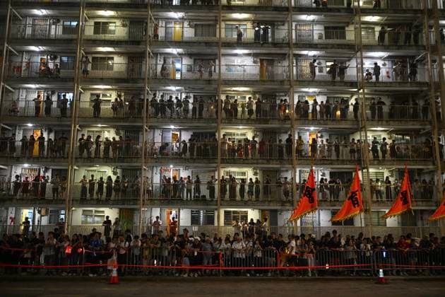 RECORD DATE NOT STATED Hong Kong Pok Fu Lam Village Fire Dragon 2026 People waiting the fire dragon dance in Wah Fu Estate at Mid-autumn Festival on September 25, 2026 in Hong Kong. (Photo by Kobe Li Nexpher Images) Hong Kong