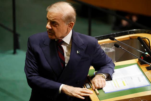 Prime Minister of Pakistan Muhammad Shehbaz Sharif speaks at the UN General Assembly 81st session General Debate in UN General Assembly Hall at the United Nations Headquarters on Friday, September 25, 2026 in New York City.  NYP20260925153 JOHNxANGELILLO