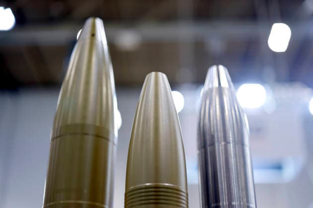 Geschosse für die Artillerie zu sehen bei der Internationalen Fachmesse für Verteidigungsindustrie Euro Defence Expo in der Messe Essen. Essen, 25.09.2026 NRW Deutschland Copyright: xChristophxHardtx