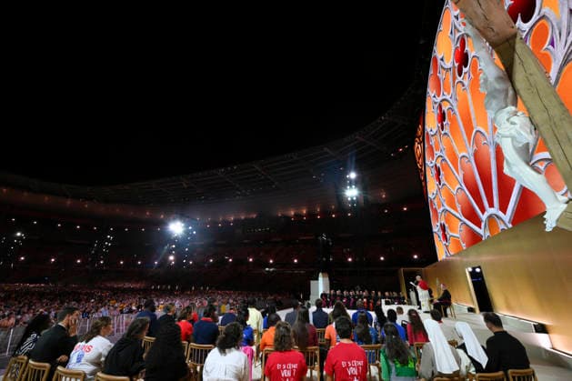 POPE LEO XIV - YOUTH VIGIL - STADE DE FRANCE - PARIS France, Paris, Vatican, 2026 9 25 Prayer vigil with young people at Stade de France in Saint-Denis led by Pope Leo XIV during his apostolic journey to France. EDITORIAL USE ONLY - NO BOOKS Copyright: xVATICANxMEDIA xCatholicxPressxPhotox