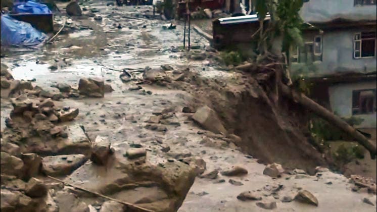 RECORD DATE NOT STATED Major Landslide Damages Over 32 Houses in Sikkim™s Rimbi Amid Heavy Rainfall Sikkim, Sep 26 (ANI): A view of the debris-strewn path after a major landslide triggered by incessant heavy rainfall in Rimbi village under the Yuksom-Tashiding constituency, damaging over 32 houses and government quarters on Saturday. (ANI Video Grab) Sikkim India Copyright: xANIx ANI_20260926155