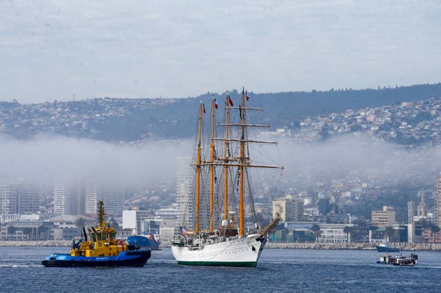 Valparaíso, September 26, 2026: The training ship Esmeralda arrived at the Navy’s breakwater, following its 70th training cruise, with a crew of 269 sailors who sailed for nearly 6 months. Manuel Lema Aton, Chile; Valparaíso, Chile. Aton 1194239  Copyright: MANUELxLEMA ATONxCHILE