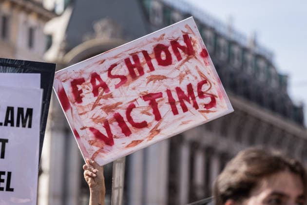 Protesters march against fur during Milan Fashion Week MILAN, ITALY - SEPTEMBER 26: Hundreds of people participate in an anti-fur march carrying protest banners and signs during Milan Fashion Week in Milan, Italy, on September 26, 2026. The initiative is part of a global campaign that has seen more than 240 demonstrations across 14 countries since its launch in January 2026. Andrea Carrubba Anadolu Milan Italy. Editorial use only. Please get in touch for any other usage.  Copyright: x2026xAnadoluxAndreaxCarrubbax