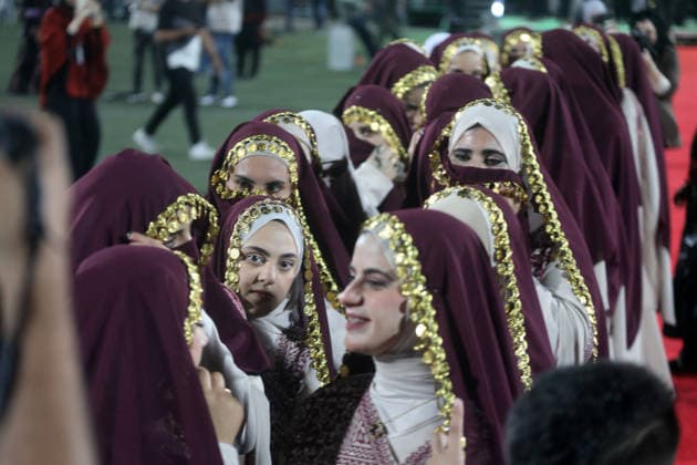 Mass Wedding Brings Together 44 Couples in Dura Brides and grooms take part in a mass wedding ceremony for 44 couples in Dura, near the West Bank city of Hebron, on September 26, 2026. Thousands of family members, residents and friends attended the celebration to mark the weddings. Photo by Mamoun Wazwaz apaimages Hebron West Bank Palestinian Territory 260926_Hebron_MW_1_00(26) Copyright: xapaimagesxMamounxWazwazx xapaimagesx