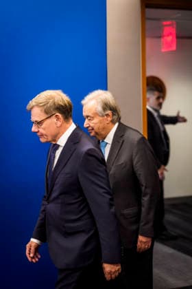 Bundesaussenminister Johann Wadephul trifft UN-Generalsekretaer Guterres bei der UN-Generalversammlung New York, 26.09.2026. UN-Hauptquartier. Fotografiert im Auftrag des Auswaertigen Amtes. New York New York Copyright: xDominikxButzmannx