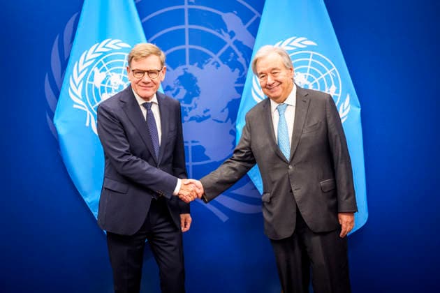 Bundesaussenminister Johann Wadephul trifft UN Generalsekretaer Guterres bei der UN Generalversammlung New York, 26.09.2026. UN Hauptquartier...... Fotografiert im Auftrag des Auswaertigen Amtes. New York New York Copyright: xDominikxButzmannx