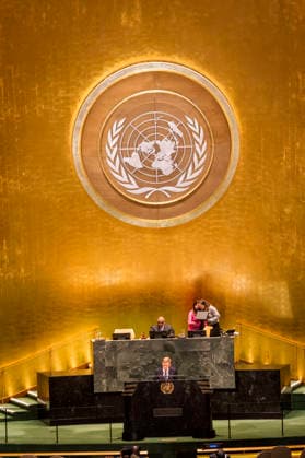 Bundesaussenminister Johann Wadephul bei seiner Rede vor der UN-Generalversammlung New York, 26.09.2026. UN-Hauptquartier. Fotografiert im Auftrag des Auswaertigen Amtes. New York New York Copyright: xDominikxButzmannx