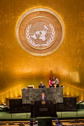 Bundesaussenminister Johann Wadephul bei seiner Rede vor der UN-Generalversammlung New York, 26.09.2026. UN-Hauptquartier. Fotografiert im Auftrag des Auswaertigen Amtes. New York New York Copyright: xDominikxButzmannx