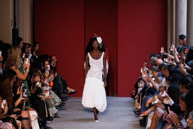 IPA89012884 - Milan, Milan Women™s Fashion Week Spring Summer 2027 - Women™s Fashion, Spring Summer 2027 - Marco Rambaldi™s fashion show - seen on the runway in the photo: Model  Copyright: xCinziaxCamelax xx IPA89012884
