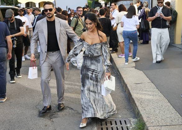 IPA89015056 - Milan, Milan Women s Fashion Week: Spring Summer 2026 2027 - Women s Fashion, Spring Summer 2026–2027 - Laura Biagiotti fashion show - Pictured: Rosa Perrotta and Pietro Tartaglione.  Copyright: xLucaxPontix xLucaPonti IpaAgencyx IPA89015056