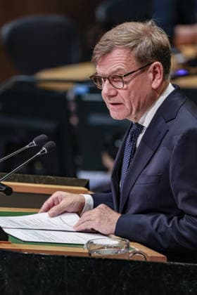 September 26, 2026, New York, New York, United States: JOHANN WADEPHUL, Federal Minister for Foreign Affairs of Germany, addresses the General Debate of the 81st UN General Assembly, with Germany focusing on support for Ukraine, European and maritime security, international cooperation and reform of the UN amid continuing global conflicts. New York United States - ZUMAo116 20260926_znp_o116_105 Copyright: xBiancaxOterox