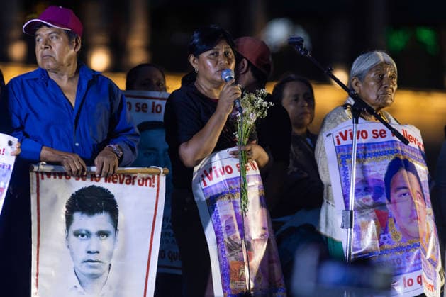 September 26, 2026, Mexico City, Mexico: Families of the 43 students from the Raul Isidro Burgos Rural Teachers College of Ayotzinapa, students and social organizations took part in a march from the Angel of Independence to the Zocalo in Mexico City, marking 12 years since the students disappeared in Iguala, Guerrero. Demonstrators demanded truth and justice. Mexico City Mexico - ZUMAl178 20260926_znp_l178_073 Copyright: xCristianxLeyvax