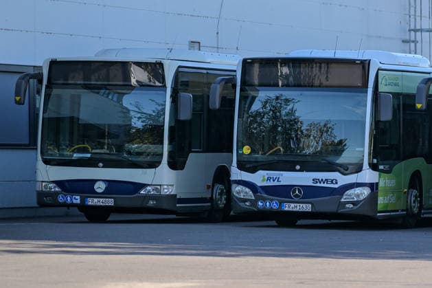 Weil am Rhein Warnstreik bei SWEG, Weil am Rhein, 27.09.2026 Mehrere Linienbusse stehen am Standort Weil am Rhein. Ver.DI Warnsteig bei SWEG ab Mittwoch fuer drei Tage. Warnstreik bei SWEG, Weil am Rhein, 27.09.2026 Copyright: xEibnerxPressefotox EP_THS