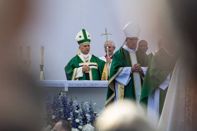 Visit to France of Pope Leo XIV - Mass at Lourdes Sanctuary MLG Pope Leo XIV celebrates Mass on the Prairie of the Sanctuary of Our Lady of Lourdes during his apostolic visit to France in Lourdes, France, on September 27, 2026. Photo by Margot Le Gonidec ABACAPRESS.COM Lourdes France  Copyright: xLexGonidecxMargot ABACAx