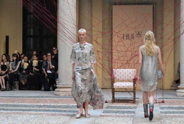 IPA89046517 - Milan, Italy: HUI Milano SS27 MFW Fashion Show and Guests, Spring Summer 2027 In the photo: HUI Milano fashion show  Copyright: xNickxZonnaxxcopyrightx x xNickxZonnax IPA89046517