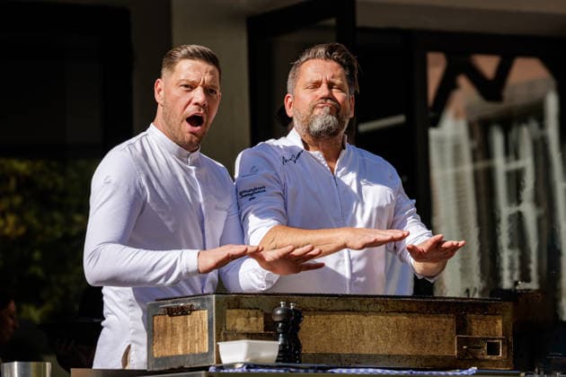 27.09.2026. Düsseldorf. (l-r) Robin Pietsch und Mike Süsser im Lido Malkasten am Rande einer Veranstaltung der Chefs in Town. Düsseldorf Lido im Malkasten, Jacobistraße Nordrhein-Westfalen Deutschland