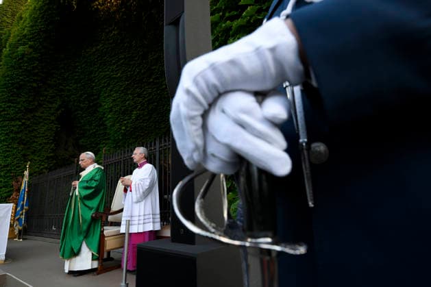 IPA89265420 - Italy, Rome, Vatican, October 3, 2026 Pope Leo XIV Pope Leo XIV celebrating Holy Mass for the Gendarmerie Corps in the Vatican Gardens, Vatican. Photo by VATICAN MEDIA Catholic Press Photo  Copyright: xVATICANxMEDIA xCatholicxPressxPhotox xx IPA89265420