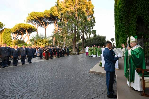 IPA89265437 - Italy, Rome, Vatican, October 3, 2026 Pope Leo XIV Pope Leo XIV celebrating Holy Mass for the Gendarmerie Corps in the Vatican Gardens, Vatican. Photo by VATICAN MEDIA Catholic Press Photo  Copyright: xVATICANxMEDIA xCatholicxPressxPhotox xx IPA89265437