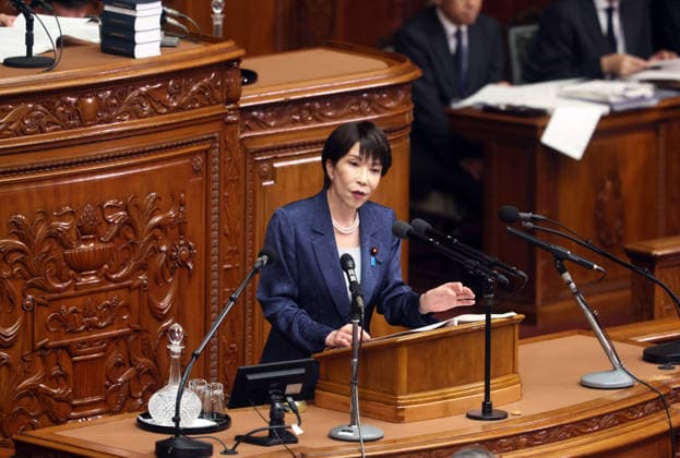 October 5, 2026, Tokyo, Japan - Japanese Prime Minister Sanae Takaichi delivers her policy speech at Lower House s plenary session at the National Diet in Tokyo on Monday, October 5, 2026. The 69-day extraordinary Diet session will convene through December 12. (photo by Yoshio Tsunoda AFLO)  aflo_353477560