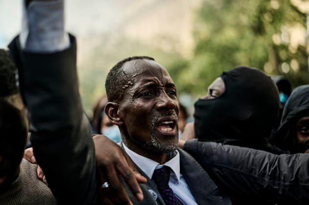 Saint-Denis Mayor Bally Bagayoko trying to call for calm, during high school students protest in Paris, on October 6, 2026. - 06 10 2026 - France Ile-de-France (region) Paris -  AntoninxBuratx xLexPictorium LePictorium_0342077