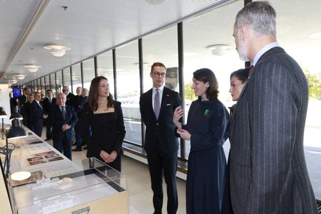 07-10-2026 Finland King Felipe and Queen Letizia and President Alexander Stubb and Suzanne Innes-Stubb during the tour of the exhibition on the 2nd day of the 2 day statevisit to Finland. Â  Copyright: xPPEx