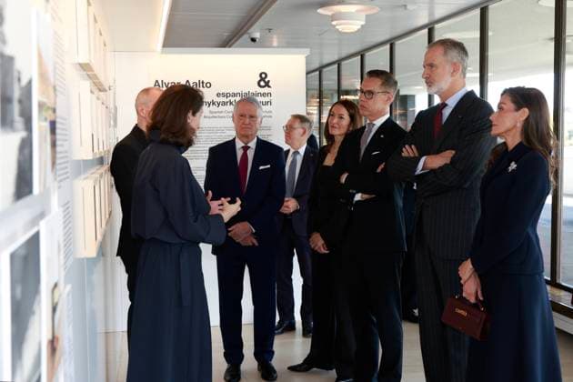 07-10-2026 Finland King Felipe and Queen Letizia and President Alexander Stubb and Suzanne Innes-Stubb during the tour of the exhibition on the 2nd day of the 2 day statevisit to Finland. Â  Copyright: xPPEx