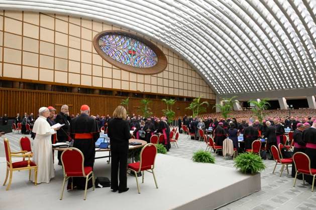 ITALY - POPE - VATICAN-2026 10 7 Italy, Rome, Vatican, 2026 10 7 Pope Leo XIV during the meeting with the presidents of the episcopal conferences from all over the world in Vatican . EDITORIAL USE ONLY - NO BOOKS Copyright: xVATICANxMEDIA xCatholicxPressxPhotox