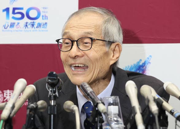 October 7, 2026, Tokyo, Japan - Japanese chemist Kenso Soai of professor emeritus at the Tokyo University of Science (TUS) speaks at a press conference as he won the Nobel Prize in Chemistry at the TUS campus Tokyo on Wednesday, October 7, 2026. Soai and French chemist Henri Kagan won the prize to discover non-linear effects and autocatalysis in asymmetric organic synthesis (photo by Yoshio Tsunoda AFLO)  aflo_354085404