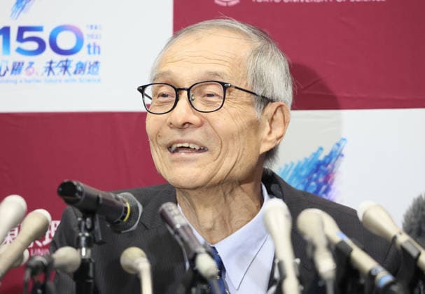 October 7, 2026, Tokyo, Japan - Japanese chemist Kenso Soai of professor emeritus at the Tokyo University of Science (TUS) speaks at a press conference as he won the Nobel Prize in Chemistry at the TUS campus Tokyo on Wednesday, October 7, 2026. Soai and French chemist Henri Kagan won the prize to discover non-linear effects and autocatalysis in asymmetric organic synthesis (photo by Yoshio Tsunoda AFLO)  aflo_354085428