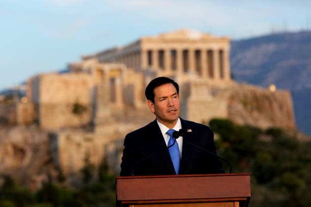US Secretary of State visits Athens - US Secretary of State Marco Rubio delivers a speech on the Pnyx hill with the Acropolis in the background in Athens, Greece, 07 October 2026. Marco Rubio is visiting Athens for the launch of the 6th Greece-US Strategic Dialogue, focusing on defense, energy, and regional cooperation. ATHENS Greece Copyright: xOnexInchxProductionsx 7112528