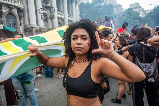 October 7, 2026: Rio de Janeiro, Brazil. October 7, 2026. March for Democracy: Students gather to protest the rise of the far right and march through the city center (CineloÂ¢ndia) in support of President Lula s candidacy. Photo: .  - ZUMAl255 20261007_zip_l255_013 Copyright: xEllanxLustosax