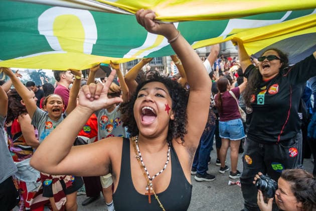 October 7, 2026: Rio de Janeiro, Brazil. October 7, 2026. March for Democracy: Students gather to protest the rise of the far right and march through the city center (CineloÂ¢ndia) in support of President Lula s candidacy. Photo: .  - ZUMAl255 20261007_zip_l255_014 Copyright: xEllanxLustosax
