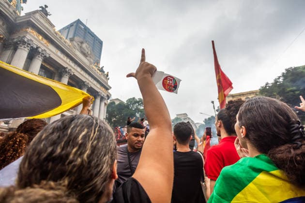 October 7, 2026: Rio de Janeiro, Brazil. October 7, 2026. March for Democracy: Students gather to protest the rise of the far right and march through the city center (CineloÂ¢ndia) in support of President Lula s candidacy. Photo: . - ZUMAl255 20261007_zip_l255_016 Copyright: xEllanxLustosax