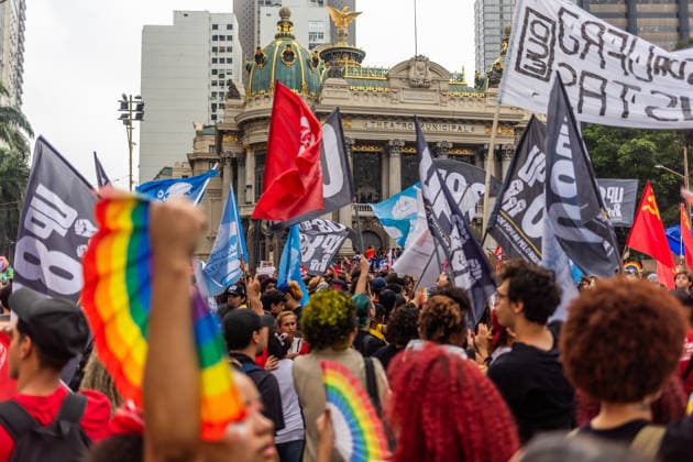 October 7, 2026: Rio de Janeiro, Brazil. October 7, 2026. March for Democracy: Students gather to protest the rise of the far right and march through the city center (CineloÂ¢ndia) in support of President Lula s candidacy. Photo: . - ZUMAl255 20261007_zip_l255_018 Copyright: xEllanxLustosax
