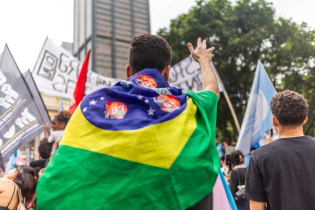 October 7, 2026: Rio de Janeiro, Brazil. October 7, 2026. March for Democracy: Students gather to protest the rise of the far right and march through the city center (CineloÂ¢ndia) in support of President Lula s candidacy. Photo: . - ZUMAl255 20261007_zip_l255_019 Copyright: xEllanxLustosax