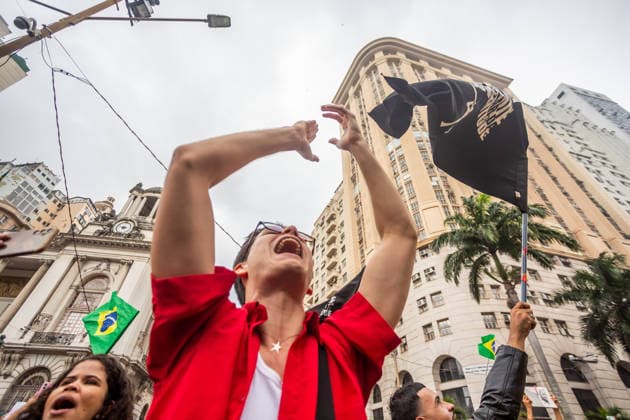 October 7, 2026: Rio de Janeiro, Brazil. October 7, 2026. March for Democracy: Students gather to protest the rise of the far right and march through the city center (CineloÂ¢ndia) in support of President Lula s candidacy. Photo: . - ZUMAl255 20261007_zip_l255_012 Copyright: xEllanxLustosax
