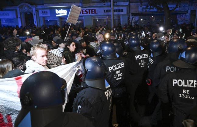 Police in Berlin intervened in demonstrations in support of Palestinians BERLIN, GERMANY - OCTOBER 7: German police intervene a pro-Palestinian demonstration in Berlin, Germany on October 7, 2026. More than a thousand demonstrators gathered at Oranien Square to protest Israeli attack on Gaza and marched toward Hermann Square before police broke up the rally near the Kottbusser Tor subway station, detaining numerous participants. Halil Sagirkaya Anadolu Berlin Germany. Editorial use only. Please get in touch for any other usage.  Copyright: x2026xAnadoluxHalilxSagirkayax
