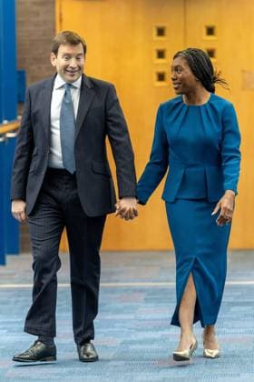 Conservative Party Conference, Day 4, The ICC Birmingham, UK - 07 Oct 2026 Conservative party leader Kemi Badenoch and her husband Hamish Badenoch (left), arrive ahead of her keynote speech on the final day of the Conservative Party Conference at the International Convention Centre in Birmingham The Conservative Party leader, Kemi Badenoch s gives her keynote speech at the International Convention Centre on the final day (day four) of the Conservative Party Conference at the International Convention Centre in Birmingham. The Conservative Party opened its annual conference under the slogan Stronger economy, stronger country Birmingham United Kingdom Copyright: xPhilxLewisx xSOPAxImagesx Phil-Lewis-1456668