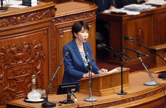 October 8, 2026, Tokyo, Japan - Japanese Prime Minister Sanae Takaichi answers a question at Lower House s plenary session at the National Diet in Tokyo on Monday, October 8, 2026. (photo by Yoshio Tsunoda AFLO)  aflo_354274211