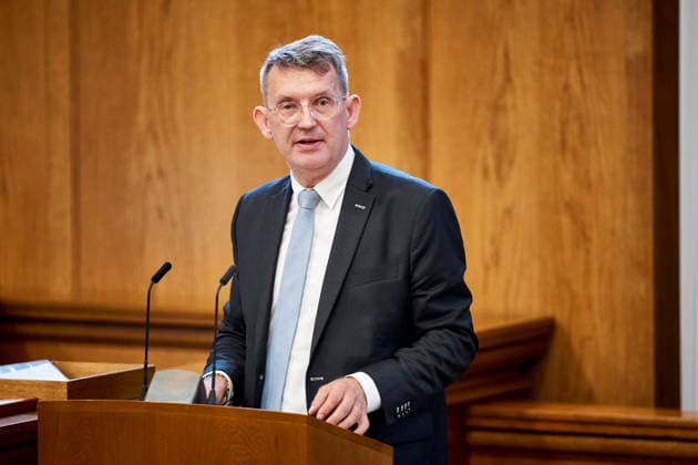 Opening debate in the Danish Parliament Chairman of the Liberal Party Troels Lund Poulsen during the opening debate of the Parliament in the Parliament Hall at Christiansborg on Thursday, October 8, 2026. (Photo: Thomas Traasdahl Ritzau Scanpix) , Copenhagen Denmark Copyright: RitzauxScanpix ThomasxTraasdahlx spdk20261008-104734-L