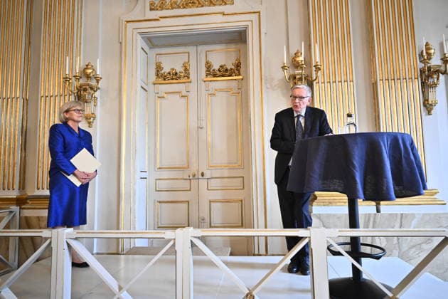 Ingrid Carlberg, Permanent Secretary of the Swedish Academy, announces that Canadian author Anne Carson has been awarded the 2026 Nobel Prize in Literature at Börshuset in Stockholm, Sweden, on October 8, 2026. STOCKHOLM, SWEDEN x10430x  Copyright: xChristinexOlsson TTx NOBEL PRIZE IN LITERATURE 2026 YJ2FxYXMwtE