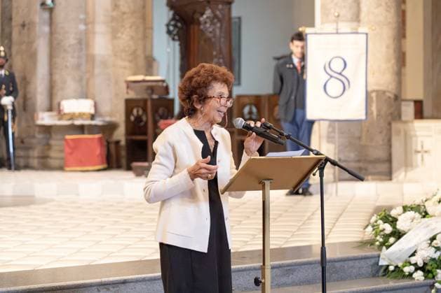 IPA89429978 - Milan, October 8, 2026, Basilica of Sant™Ambrogio, Eucharistic celebration marking the 25th anniversary of the Linate plane crash Pictured: Adele Pesapane Scarani, president of the October 8, 2001 Committee  Copyright: xGiuliaxSciaccax xGiuliaxSciaccax IPA89429978