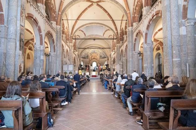 IPA89429928 - Milan, October 8, 26, Basilica of St. Ambrose, Eucharistic celebration marking the 25th anniversary of the Linate plane crash  Copyright: xGiuliaxSciaccax xGiuliaxSciaccax IPA89429928