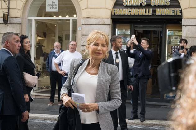 IPA89429527 - Journalist Lilli Gruber arrives at the Teatro Sistina for the celebrations marking the 150th anniversary of the *Corriere della Sera* in Rome, Italy, on October 8, 2026. Flavio Brancaleone Fotogramma  Copyright: xFLAVIO_BRANCALONEx xx IPA89429527