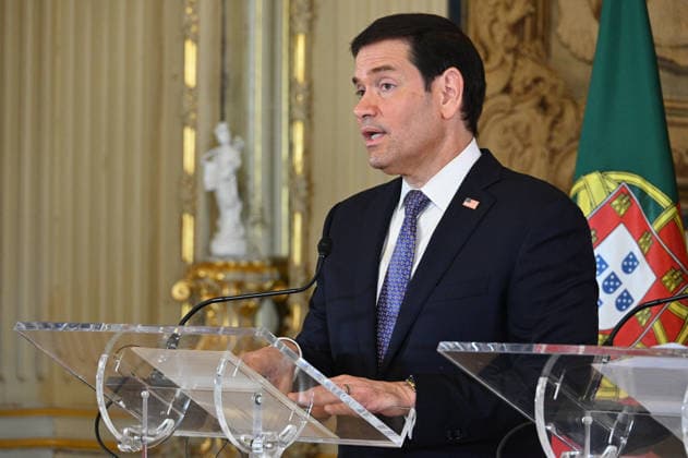 October 8, 2026, Lisbon, Lisbon, Portugal: U.S. Secretary of State MARCO RUBIO speaks at a lectern during a joint press conference with Portuguese Minister of State and Foreign Affairs PAULO RANGEL at Palacio das Necessidades in Lisbon, Portugal, on October 8, 2026. The media appearance follows their bilateral meeting during RUBIO s visit to advance defense, economic and technology cooperation. Lisbon Portugal  - ZUMAr238 20261008_zip_r238_016 Copyright: xRicardoxRochax