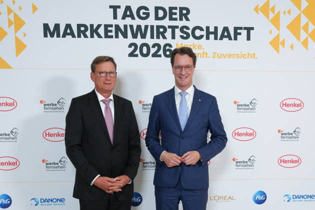 Tag der Markenwirtschaft 2026 Franz-Olaf Kallerhoff gemeinsam mit NRW Ministerpraesident Hendrik Wuest beim Tag der Markenwirtschaft 2026, Berlin, 08.10.2026 Berlin Berlin Deutschland