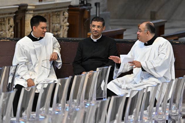 RECORD DATE NOT STATED MESSA_PAPA_2026 Italy, Rome, Vatican, 2026 10 8 Pope Leo XIV celebrates Holy Mass for the academic year at the Pontifical Universities in St Peter s Basilica in the Vatican . EDITORIAL USE ONLY - NO BOOKS Copyright: xAlessiaxGiuliani Catholicpressphotox