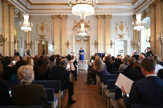 (261008) -- STOCKHOLM, Oct. 8, 2026 -- The 2026 Nobel Prize in Literature is announced in Stockholm, Sweden, Oct. 8, 2026. Canadian writer Anne Carson has been awarded the 2026 Nobel Prize in Literature, becoming the second Canadian author ever to receive the honor, the Swedish Academy announced on Thursday. ) SWEDEN-STOCKHOLM-NOBEL PRIZE IN LITERATURE-WINNER LyuxYou 
