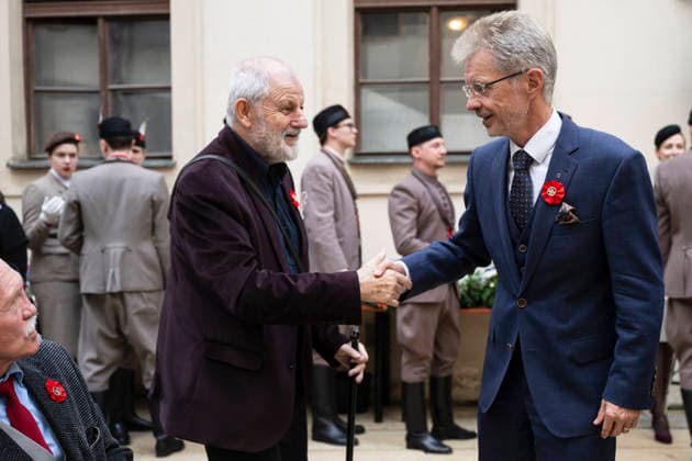 Sokol (Falcon) Movement s Memorial Day honours Sokol members who died in anti-Nazi resistance in Prague, Czech Republic, October 8, 2026. Senate Speaker Milos Vystrcil (ODS), right, during the commemorative event. (CTKxPhoto MichalxKamaryt) CTKPhotoP2026100806760  CTKPhotoP2026100806760